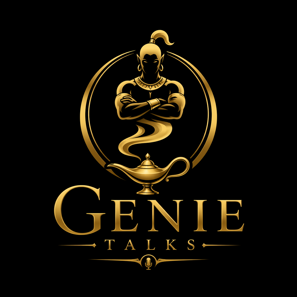 Genie Talks gold and black logo